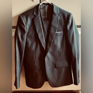 Men’s Slim Fit Three Piece Suit - Grey One Button Jacket, Vest & Pants